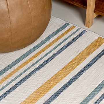 Janus Classic Coastal Ticking Stripe Reversible Machine-Washable Indoor/Outdoor Area Rug